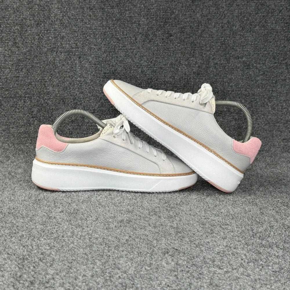 Cole Haan GrandPro Topspin Sneakers Women's 8 Grey Leather Low Lace Retro Shoes